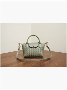 Braided Faux Leather Top Handle Satchel Handbag Mini Size